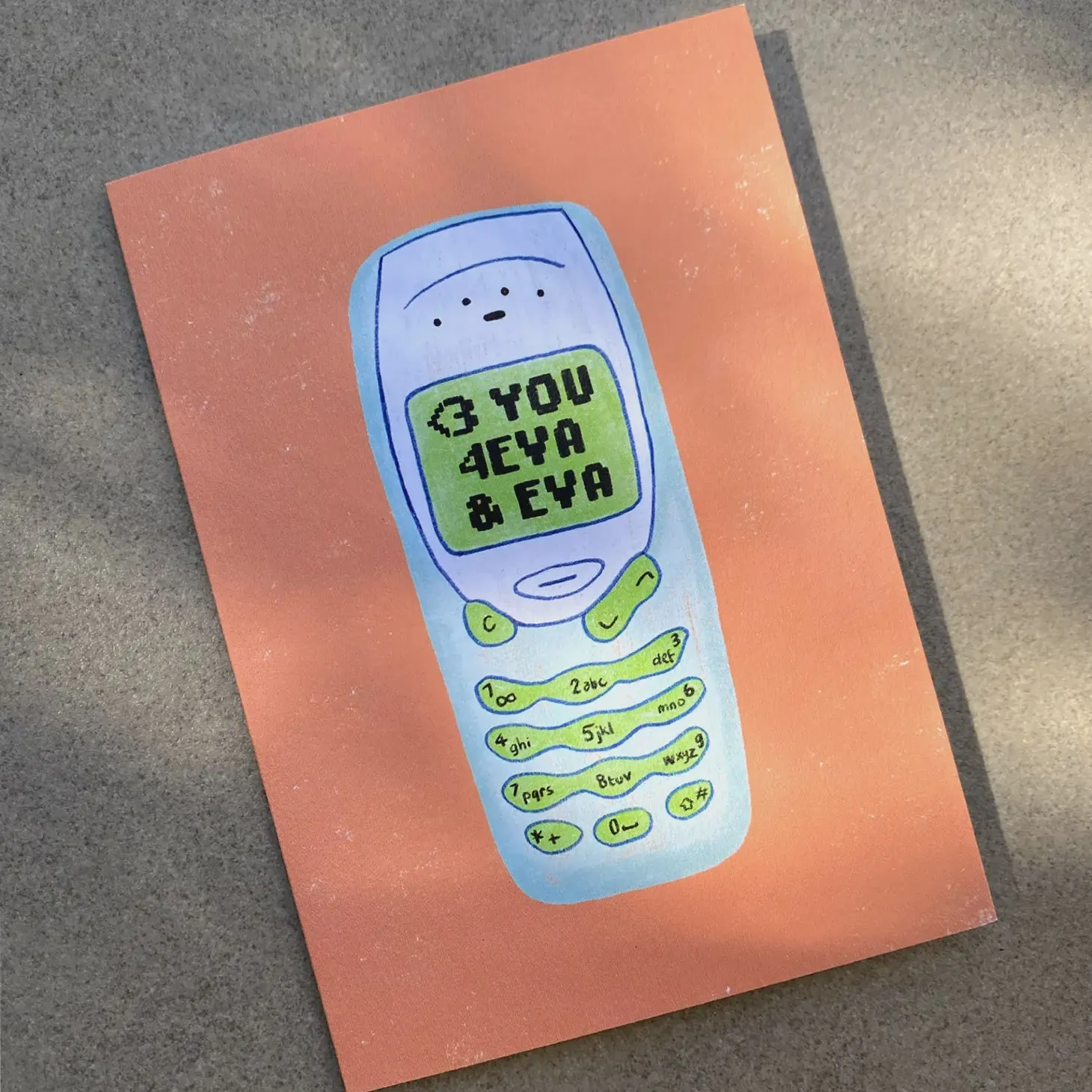 00s Phone Love You Card