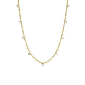 14k 9 Prong Diamond Small Box Chain Necklace