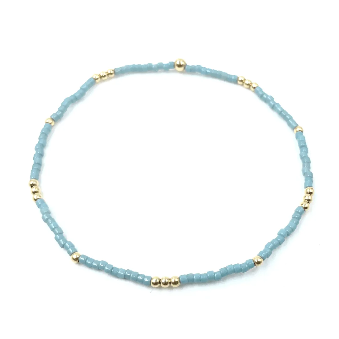 2mm Newport PALE TURQUOISE Blue   Gold Filled Waterproof Bracelet