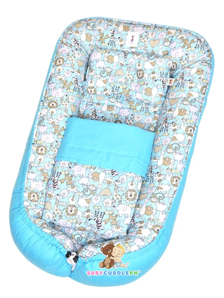 3 in 1 Babycuddle Bed Set - Animal Kingdom Pastel Blue