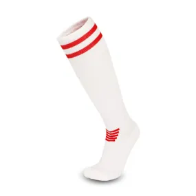 3 Pack Men's White Football Socks with Red Striped