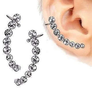 316L Surgical Steel Descending Gems Crescent Cartilage Earring