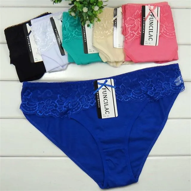 5 Pcs Women's Cotton Sexy Lace Panties Underwear Everyday Briefs