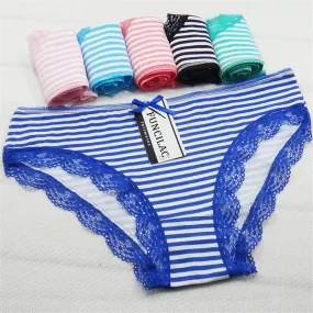 5 Pcs Women's Cotton Sexy Lace Panties Underwear Everyday Briefs