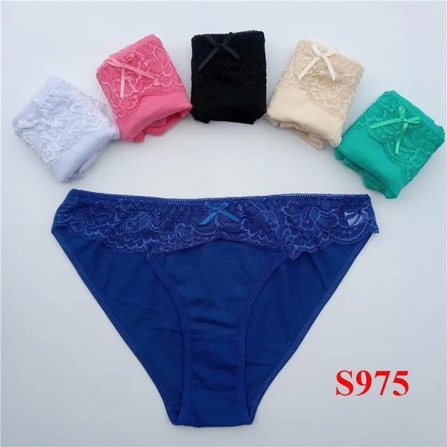 5 Pcs Women's Cotton Sexy Lace Panties Underwear Everyday Briefs