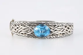 6.5" EFFY 925 Silver 11.14tcw Blue Topaz Lagoon Bracelet Bangle (59.40g.)