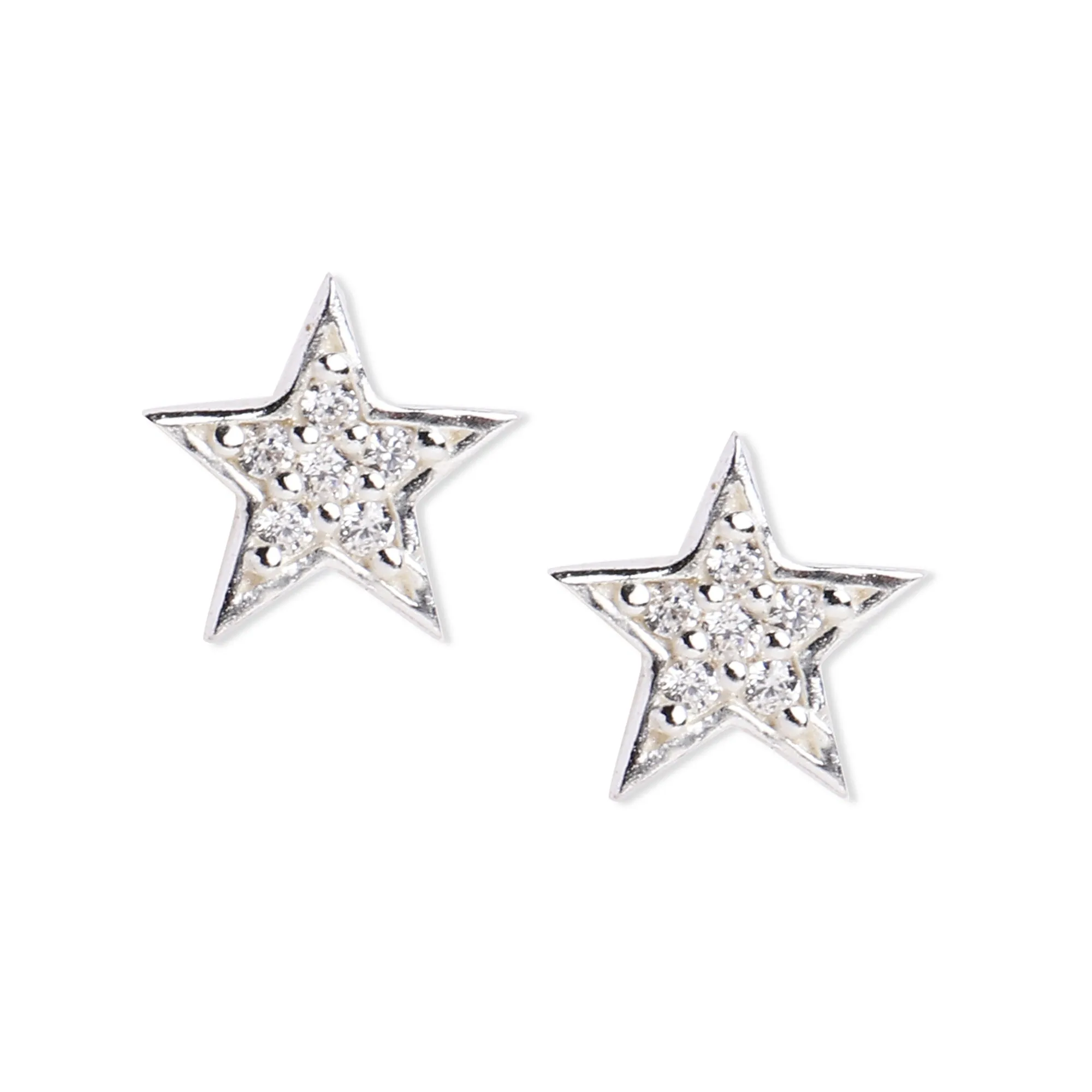 925 Pure Sterling Silver Sparkle Star Studs Earrings  For Women