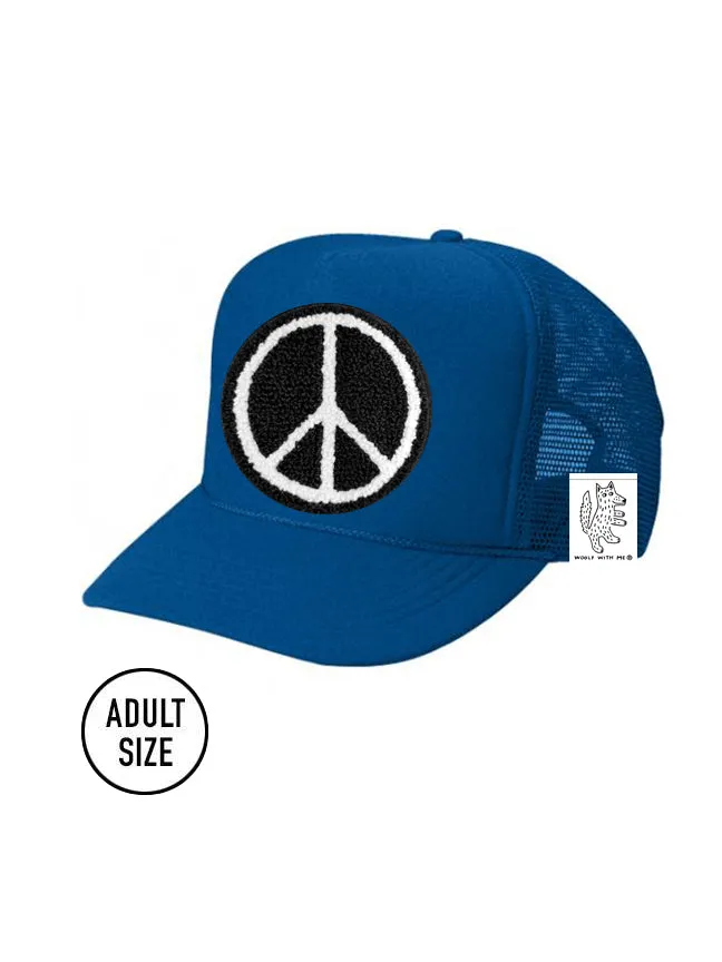 ADULT Trucker Hat with Interchangeable Velcro Patch (Blue)