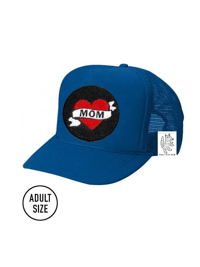 ADULT Trucker Hat with Interchangeable Velcro Patch (Blue)