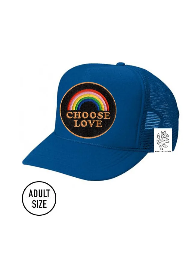 ADULT Trucker Hat with Interchangeable Velcro Patch (Blue)