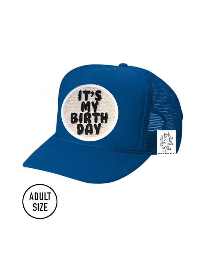 ADULT Trucker Hat with Interchangeable Velcro Patch (Blue)