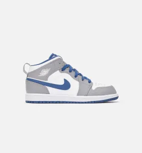 Air Jordan 1 Retro Mid True Blue Preschool Lifestyle Shoe - Blue/Grey