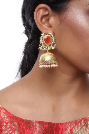 Alloy Jhumka Dangling Earrings in Gold