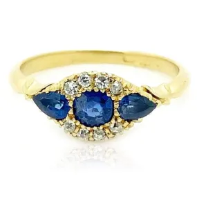 Antique Edwardian Blue Sapphire Diamond Ring