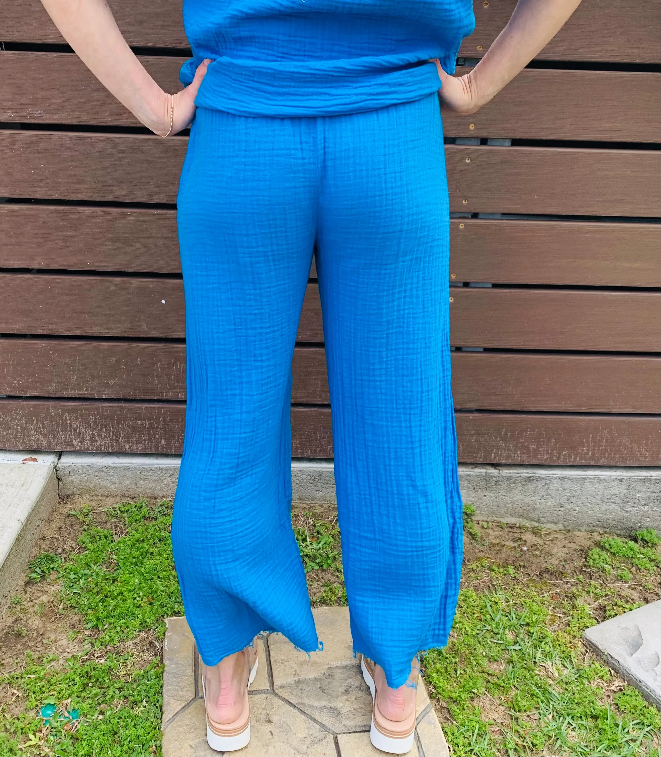 Azure Blue Wide Leg Billy Pant