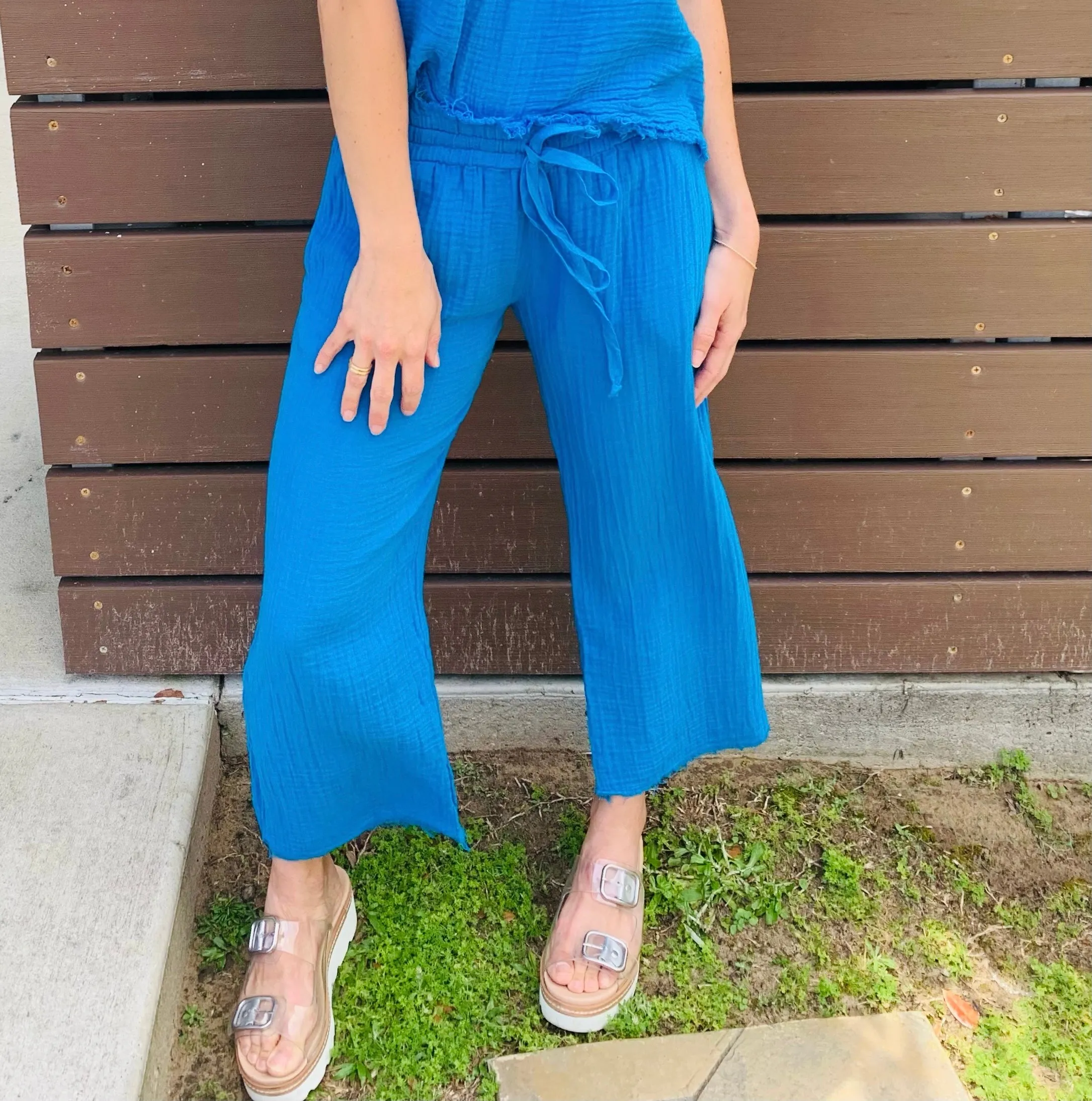 Azure Blue Wide Leg Billy Pant