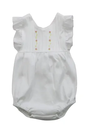 Baby Girl's White Pink Flowers Romper