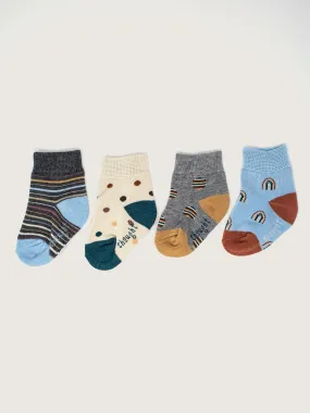 BABY MULTICOLOURED RAINBOW BOX OF 4 SOCKS - MULTI