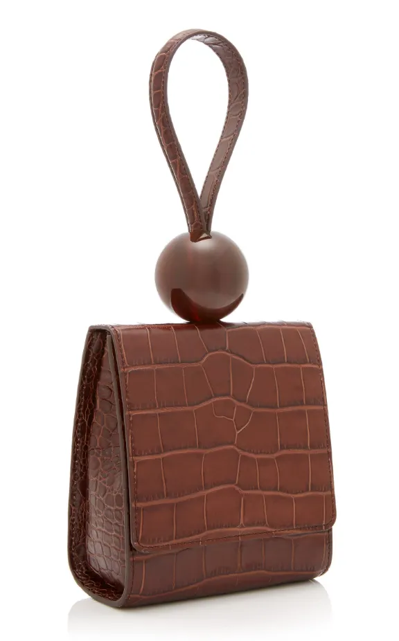 Ball Croc-Effect Leather Top Handle Bag