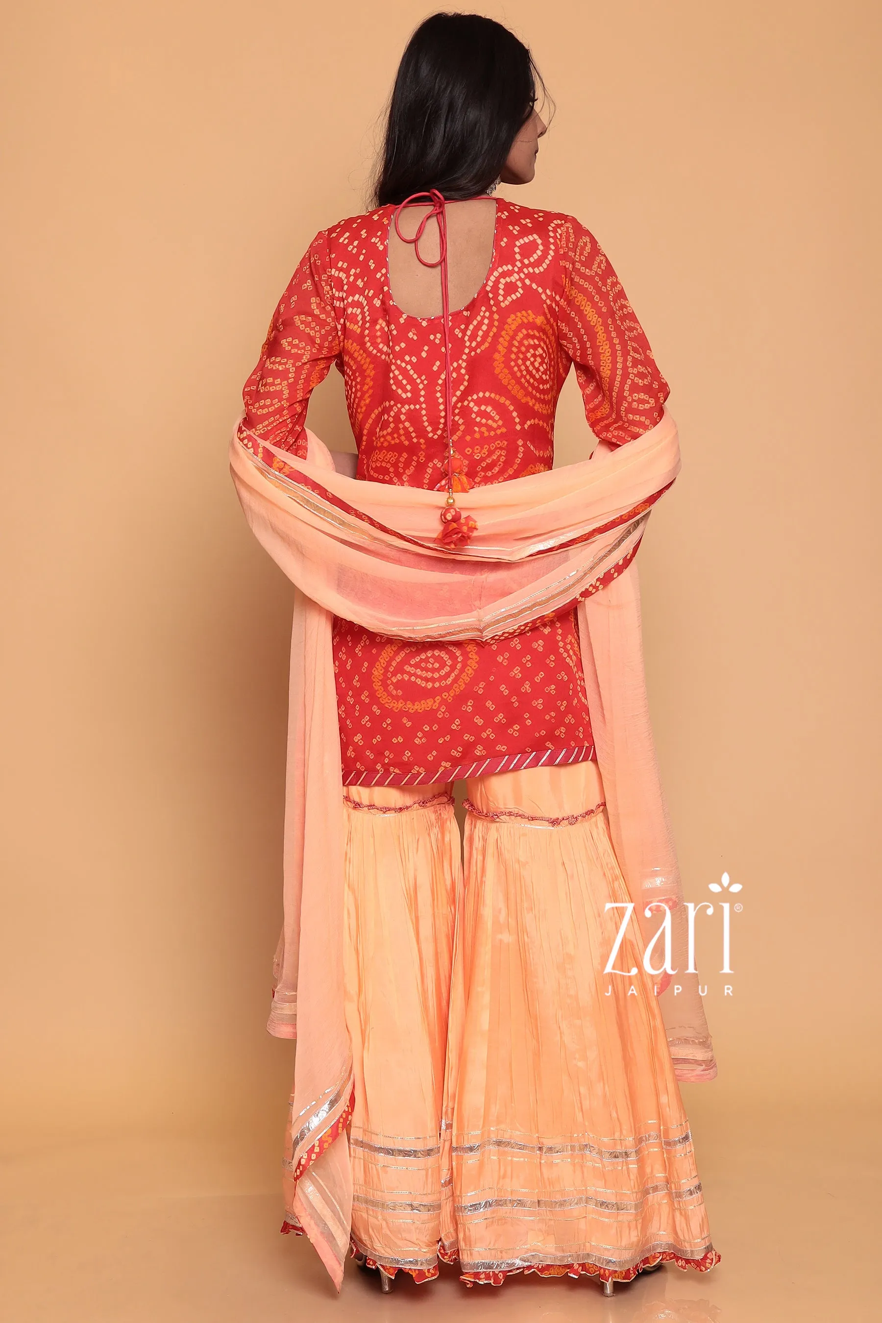 Bandhej Georgette Suit with Gota Patti  work.