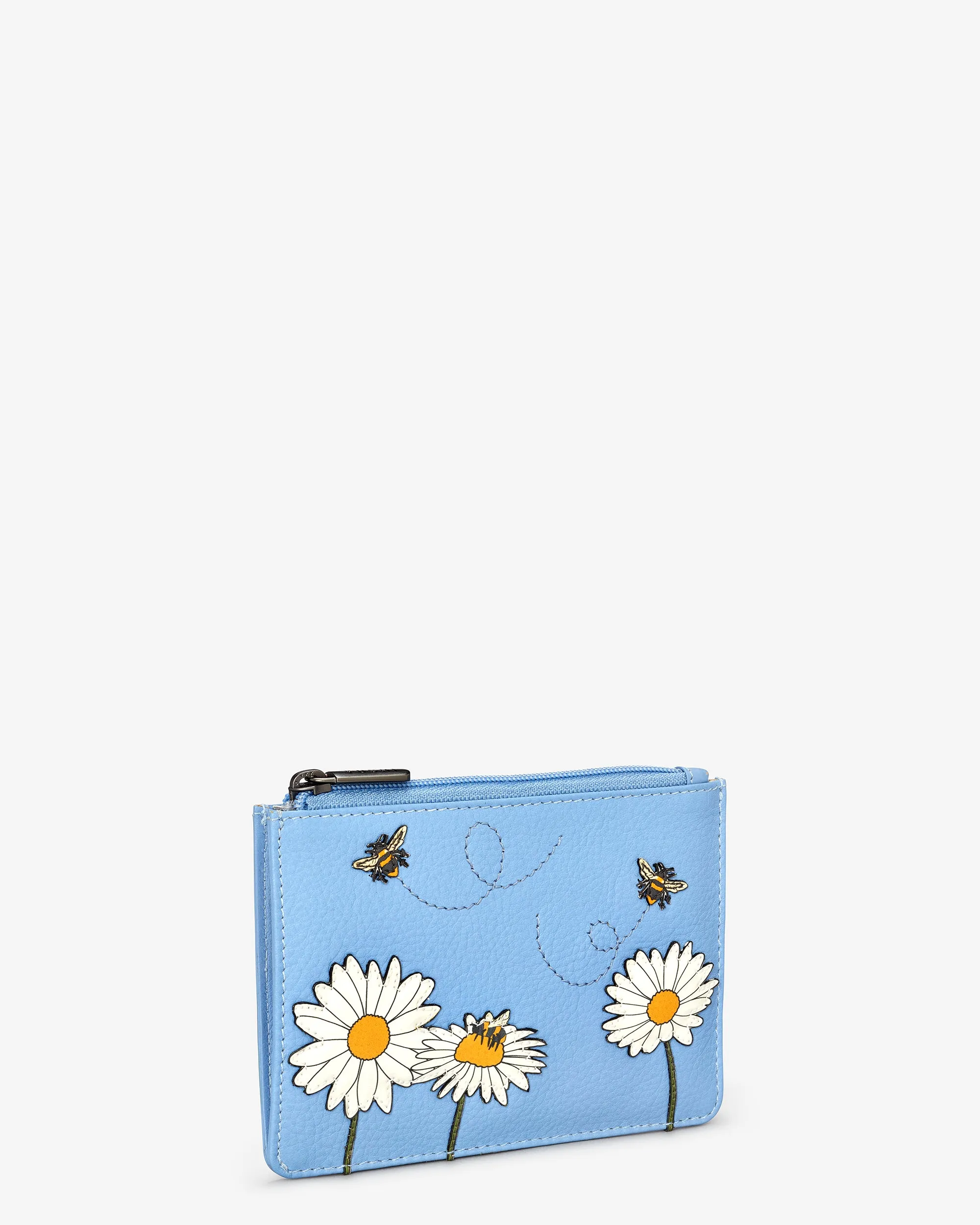 Bee Happy Blue Leather Franklin Purse