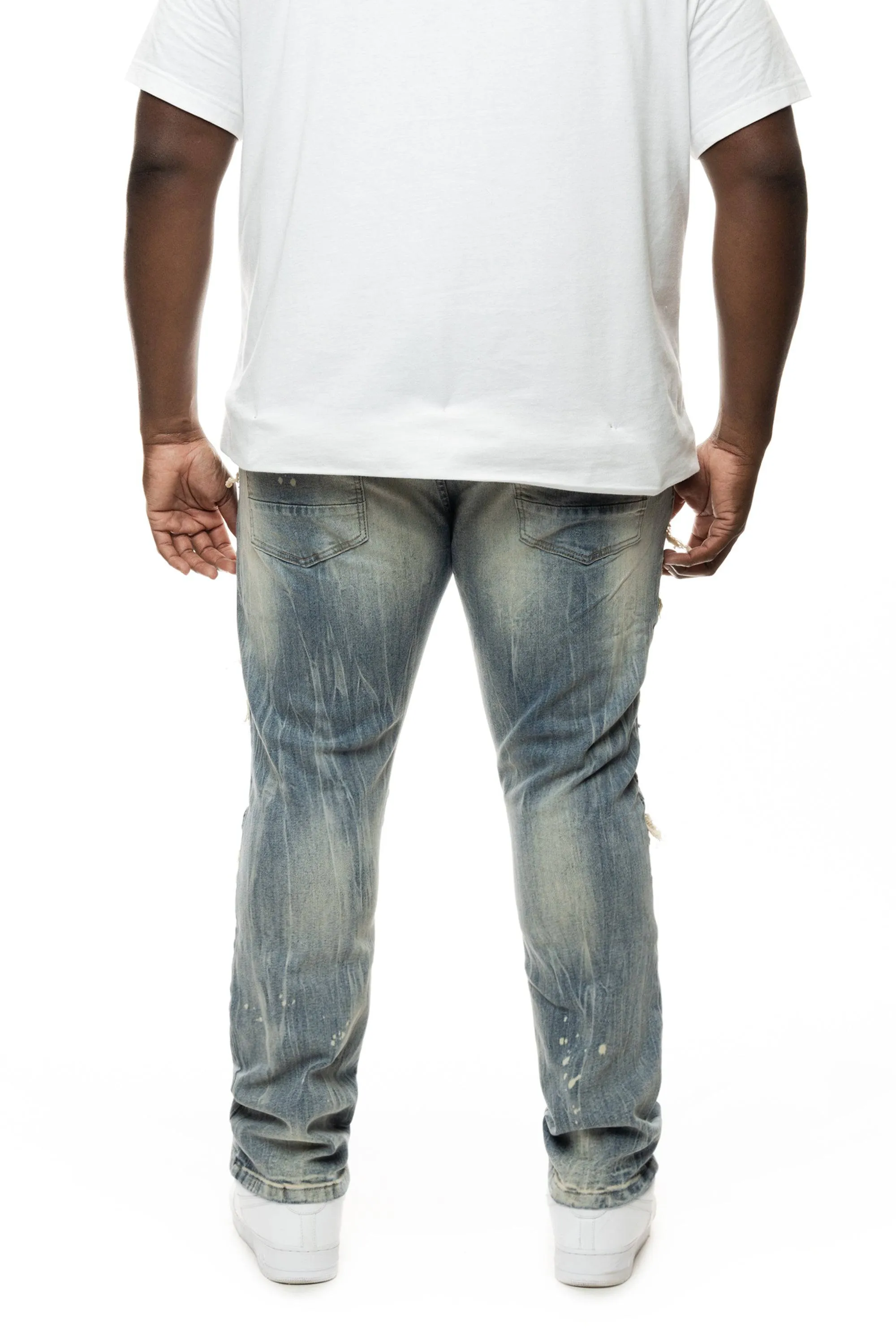 Big And Tall Heavy Rip & Repair Jeans - Chester Blue