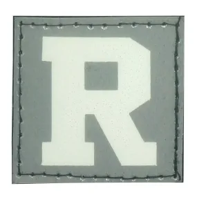 BIG LETTER R PATCH - BLUE GLOW IN THE DARK