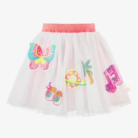 Billieblush Girls White Sequin & Glitter Tulle Skirt