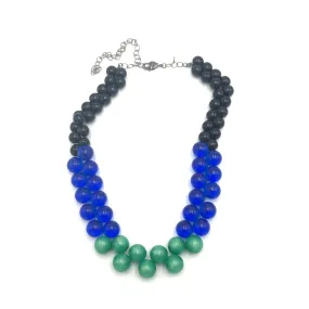 Black & Green Color-Block Button Dot Necklace