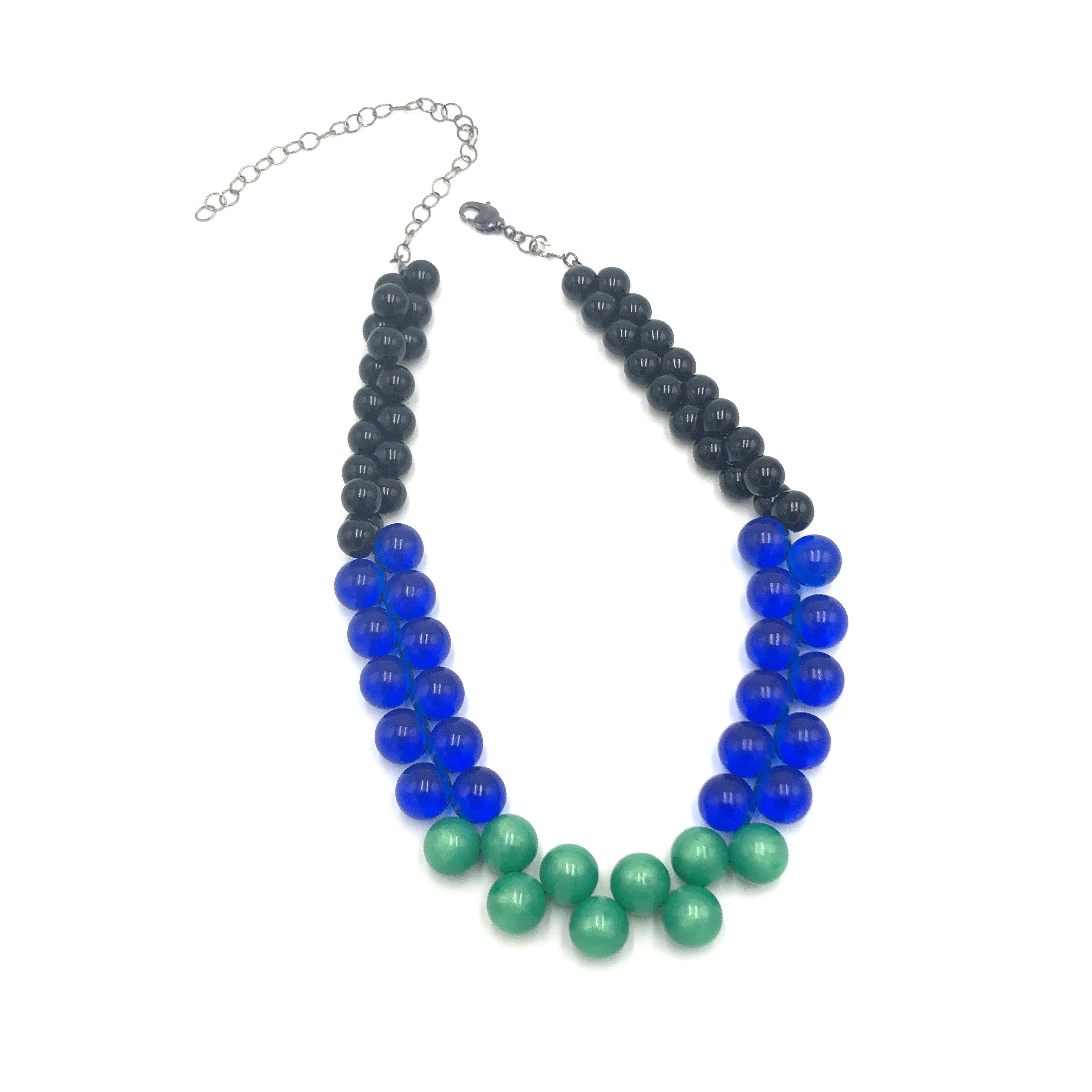 Black & Green Color-Block Button Dot Necklace