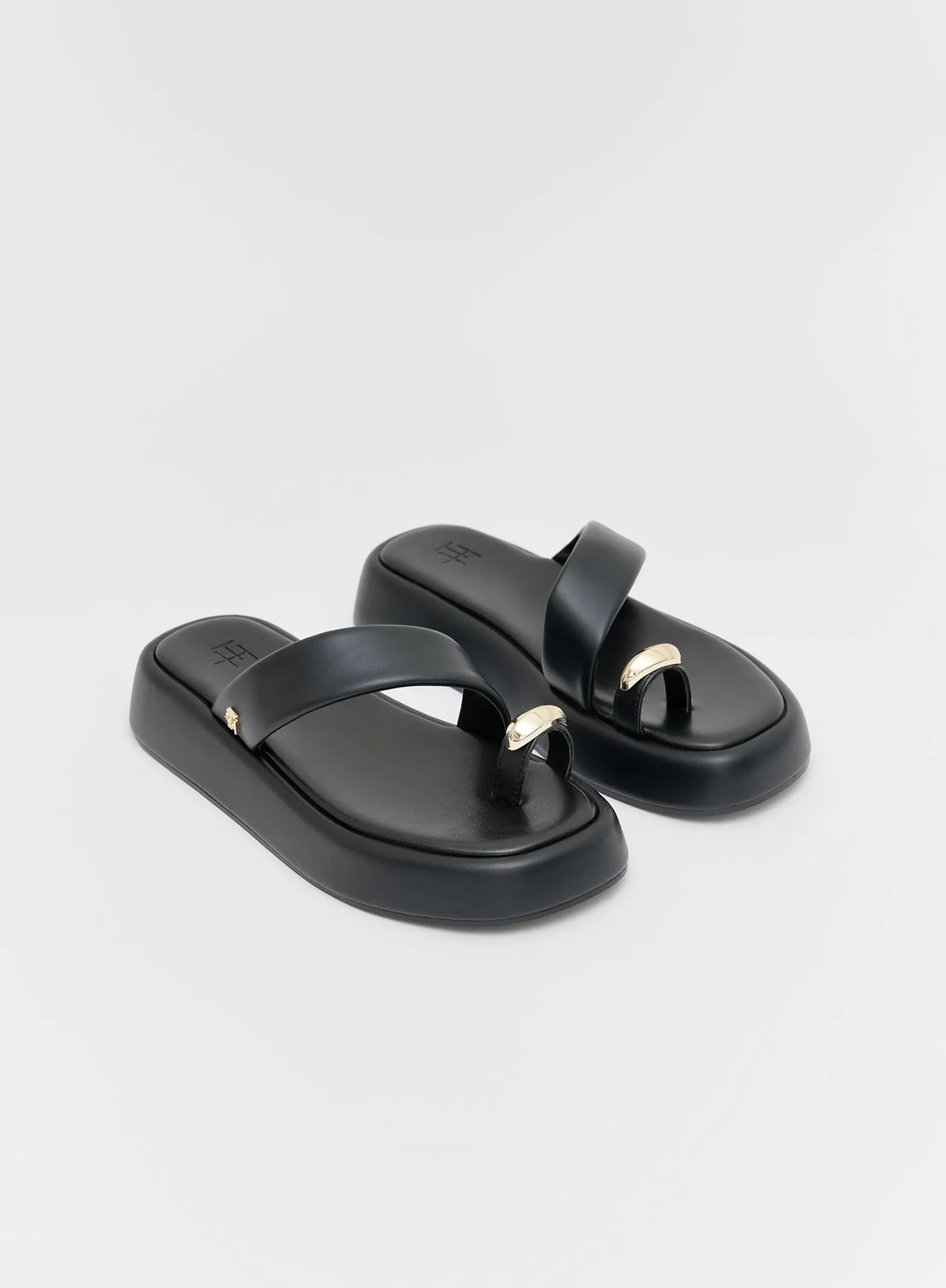 Black PU Flatform Sandal- Rowan