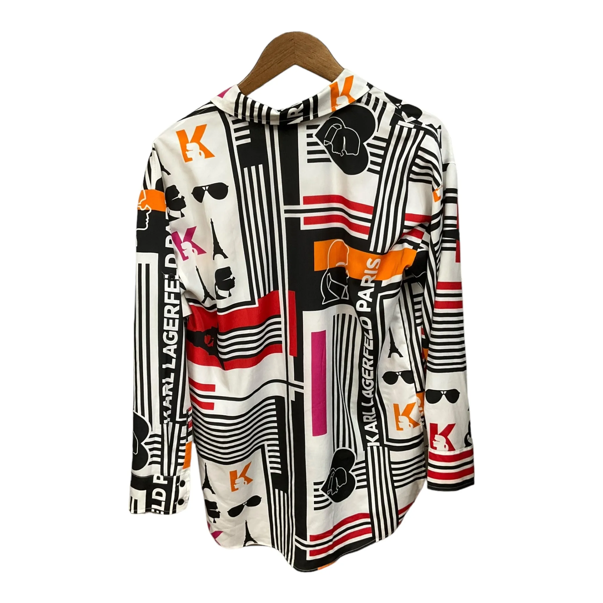 Blouse Long Sleeve By Karl Lagerfeld In Multi-colored, Size: S