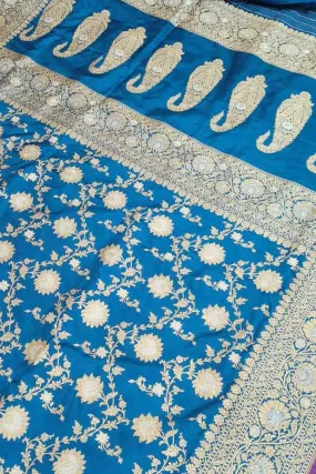 Blue Banarasi Handloom Pure Katan Silk Saree