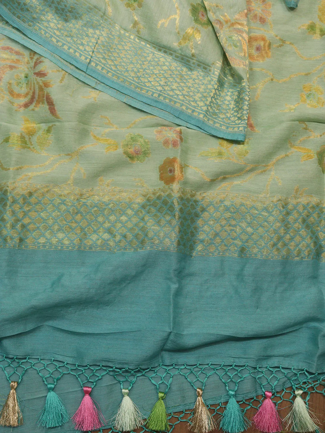 Blue Banarasi Handloom Pure Moonga Silk Dupatta