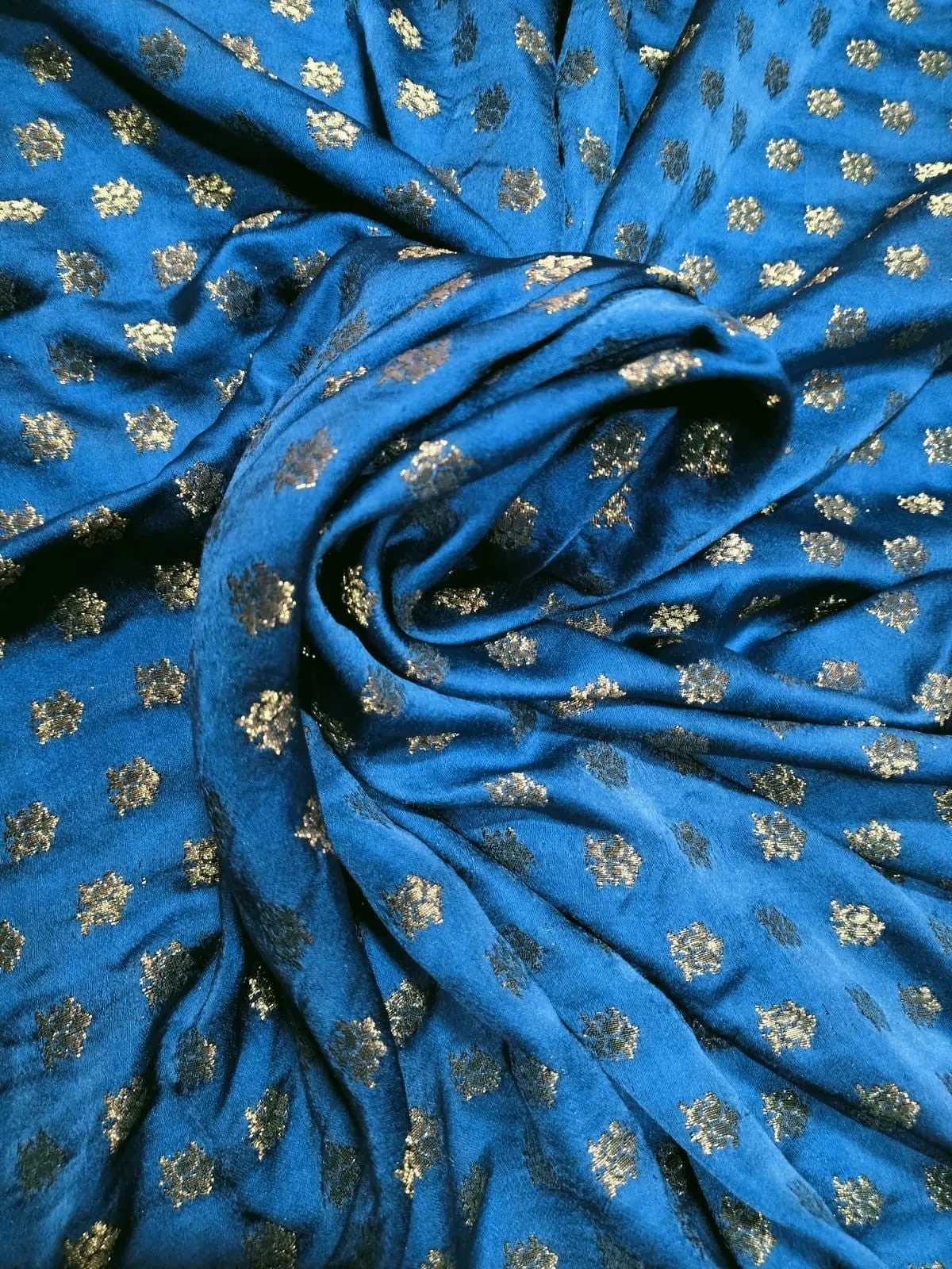 Blue Banarasi Silk  Fabric (1 Mtrs )