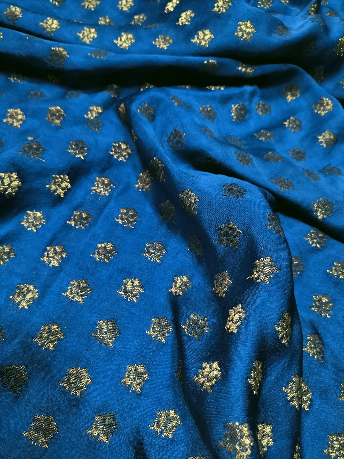 Blue Banarasi Silk  Fabric (1 Mtrs )