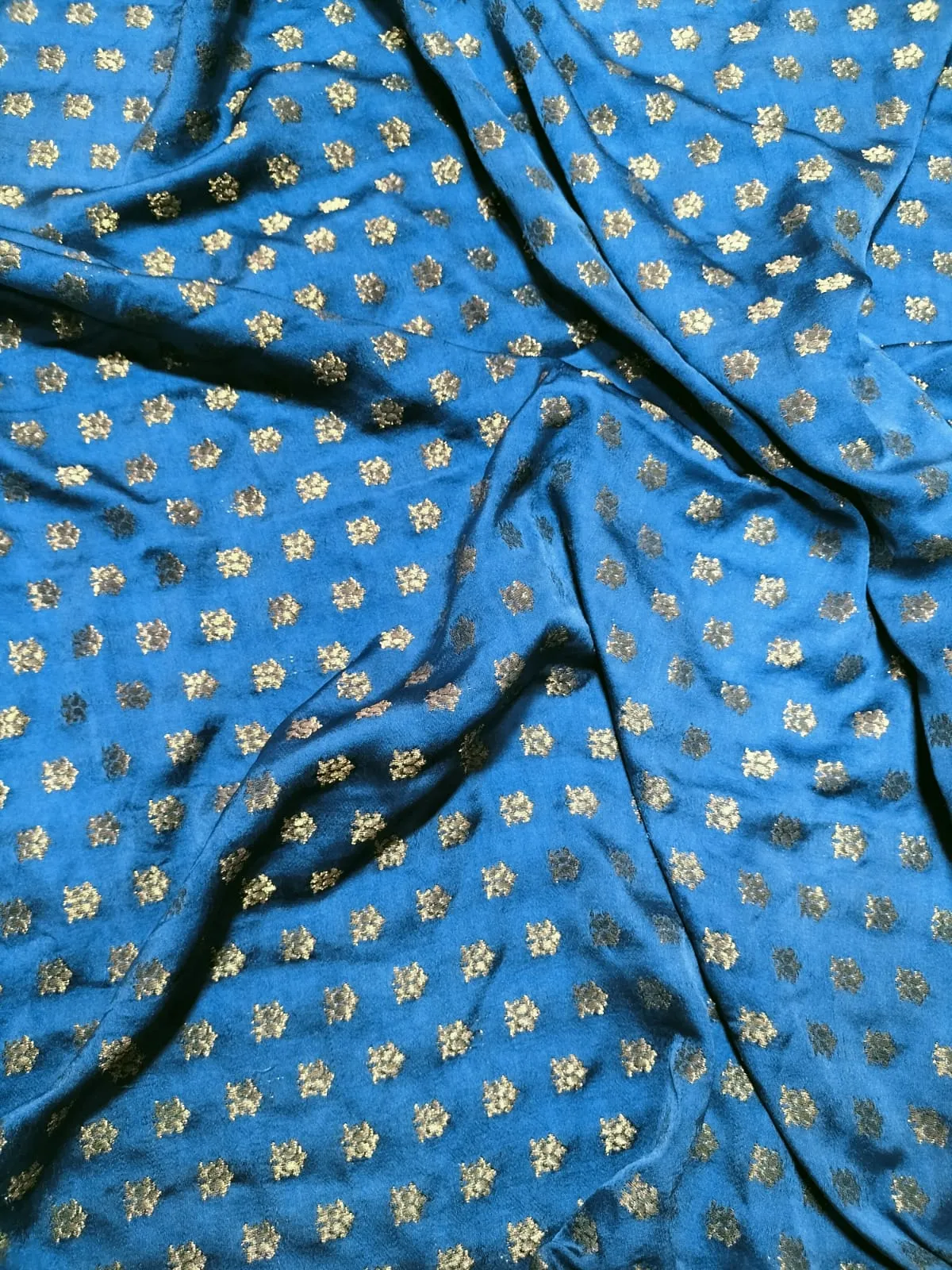 Blue Banarasi Silk  Fabric (1 Mtrs )