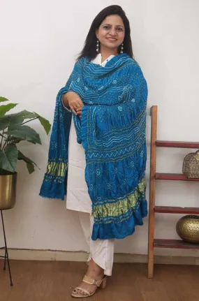 Blue Bandhani Gajji Silk Dupatta