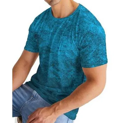 Blue Grunge Texture Premium Mens Graphic Shirt