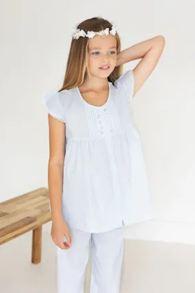 Blue Lace And Pintuck Pyjamas