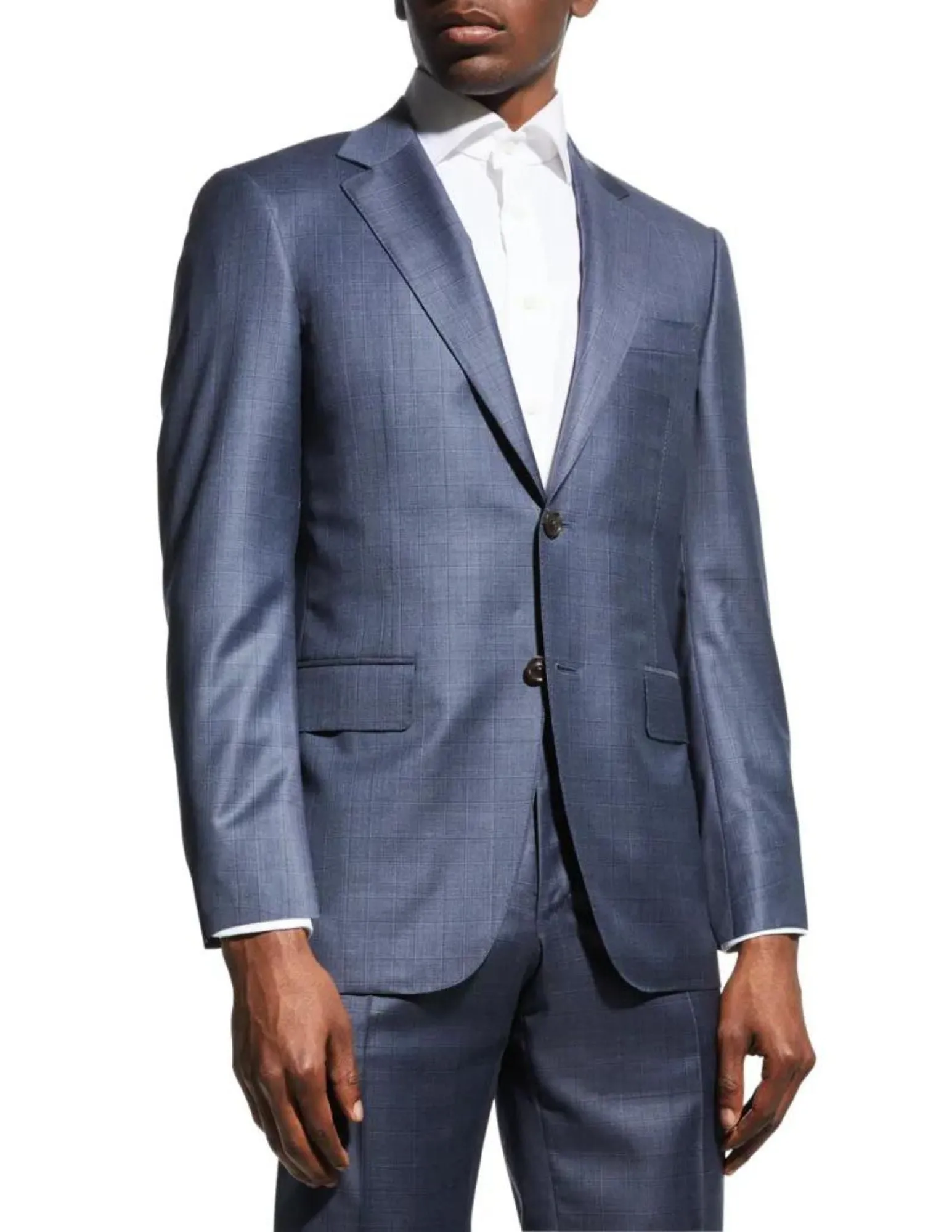 Blue/Grey Sharkskin Windowpane Suit