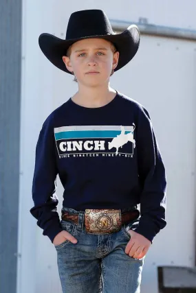 Boy's Cinch "BULL RIDER" Long Sleeve T-Shirt -NAVY