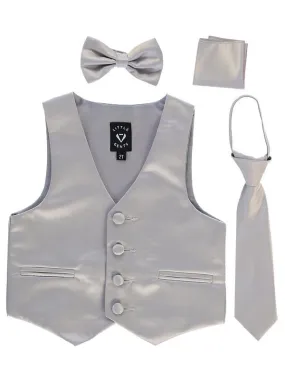 Boys Silver Satin Vest Set (3-6M to 14)