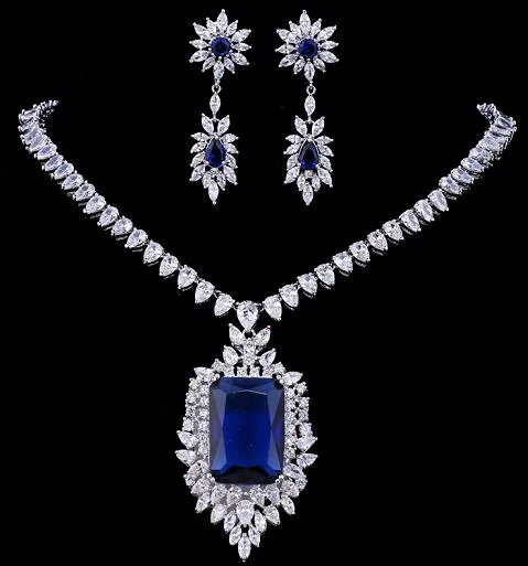 Bridal Wedding Evening Earring Necklace Jewelry Set For Women