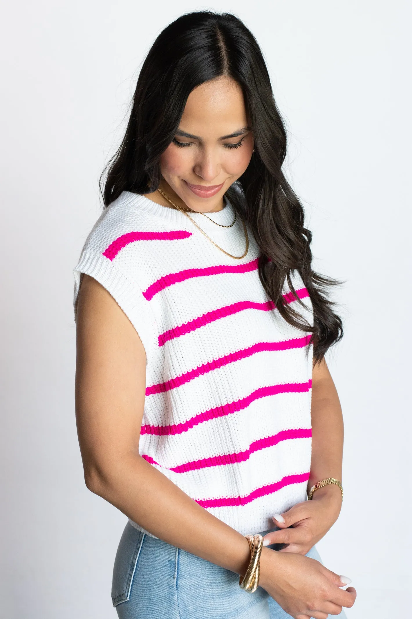 Business as Usual Pink Striped Top