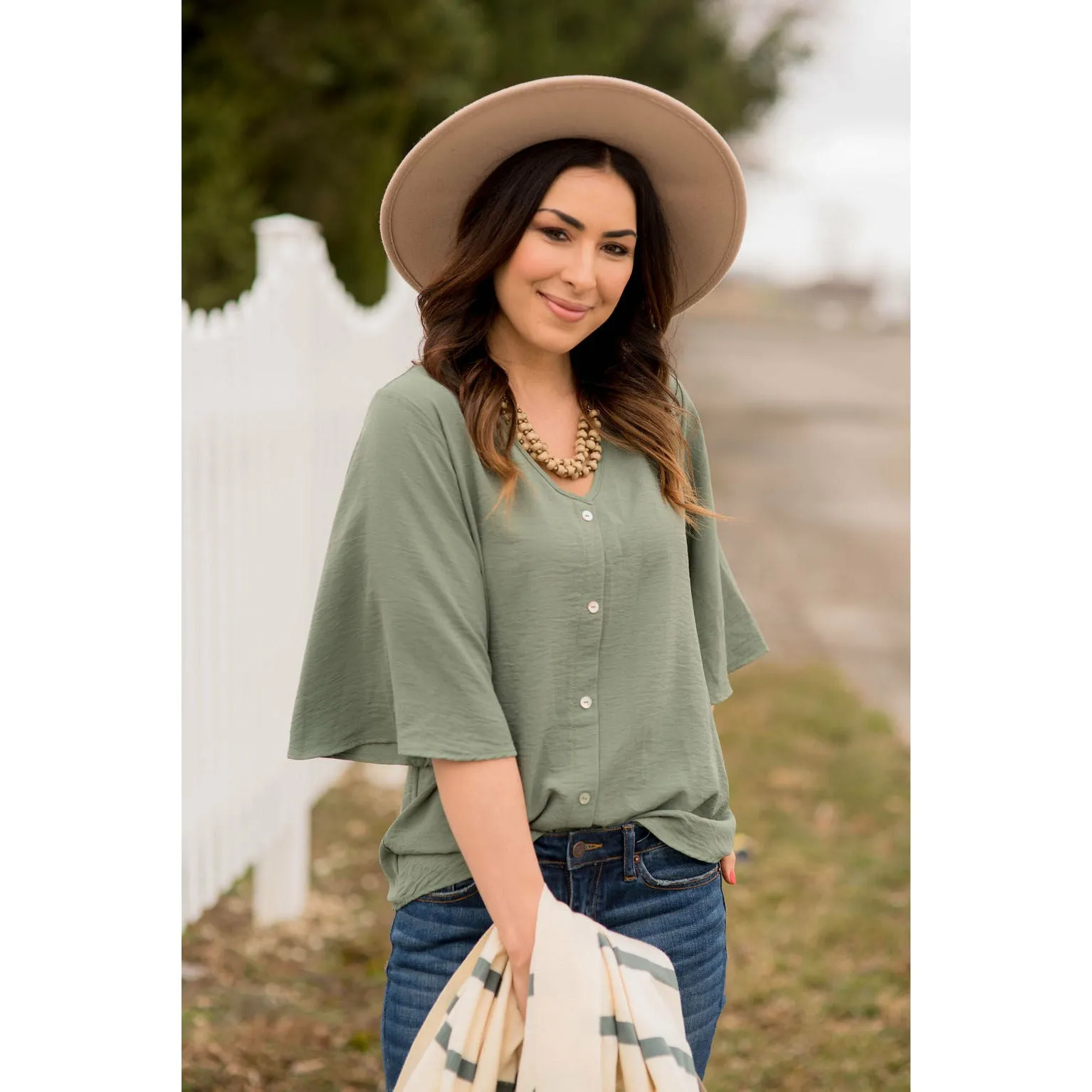 Button Blouse - Sage