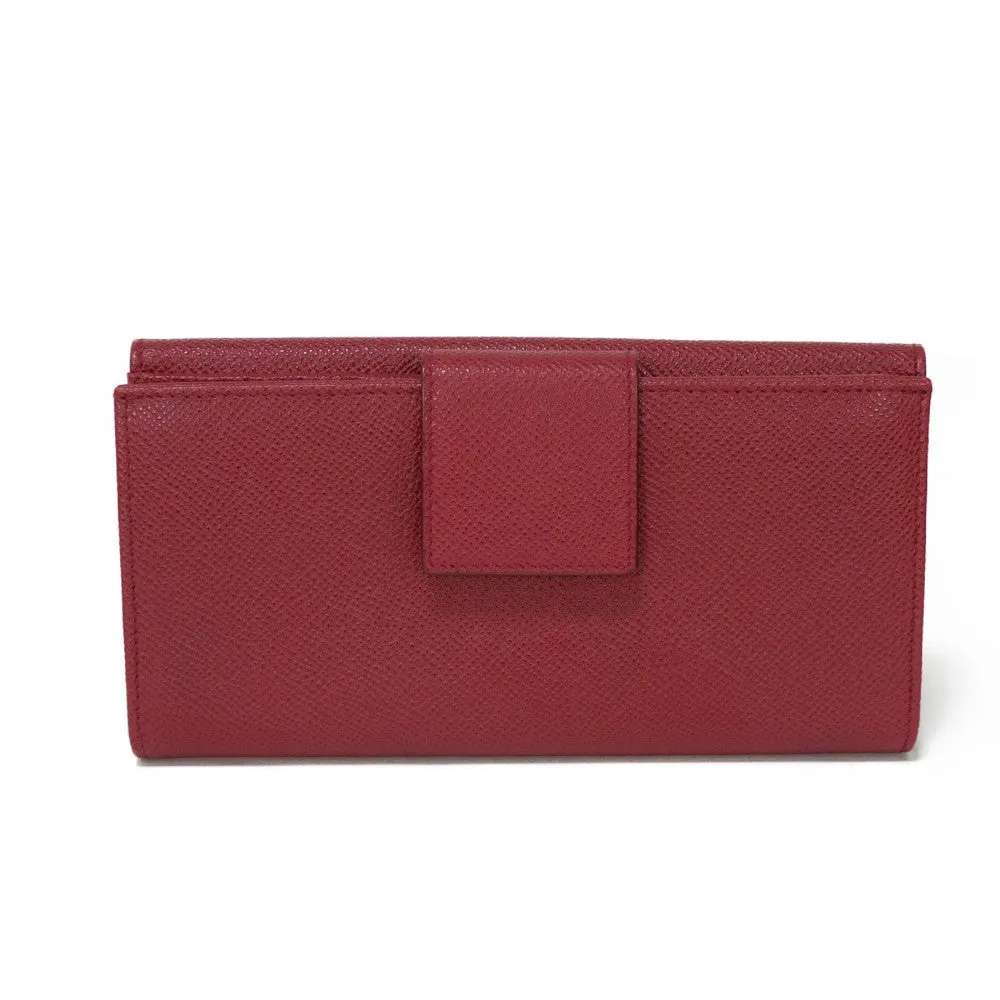 BVLGARI Long Wallet Purse 33744 Grain calf leather (embossed) Ruby logo CLIP LARGE WALLET Women Used Authentic