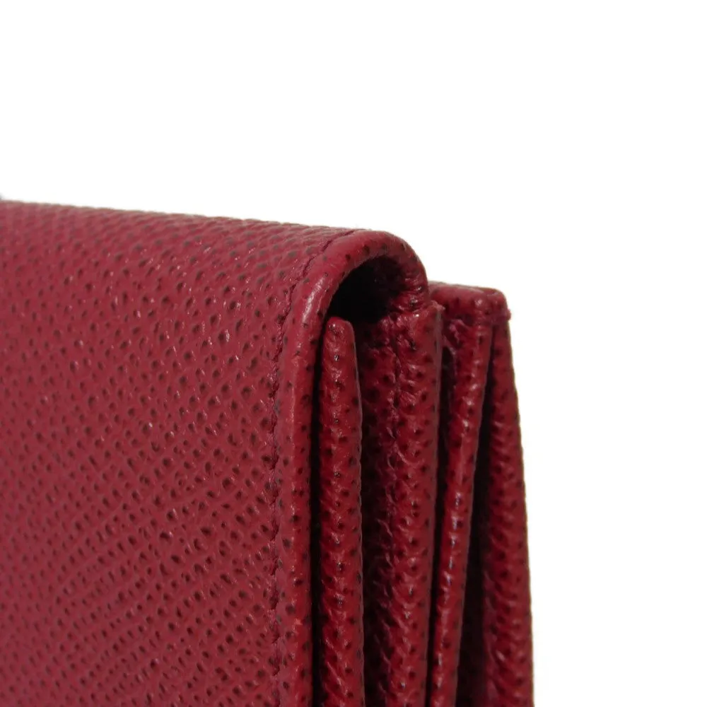 BVLGARI Long Wallet Purse 33744 Grain calf leather (embossed) Ruby logo CLIP LARGE WALLET Women Used Authentic