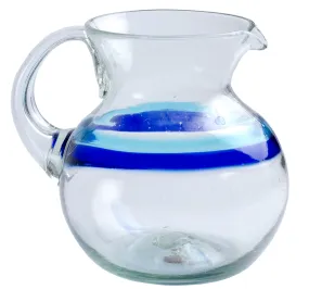 Cabo Bola Pitcher in Banded Turquoise/Cobalt - 80 oz