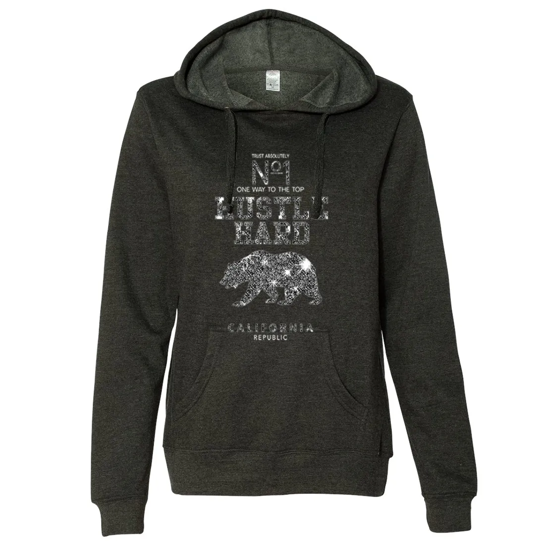 California Hustle Hard Sparkle Ladies Lightweight Fitted Hoodie